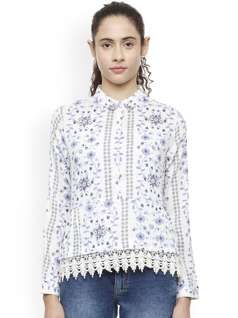 

Van Heusen Woman White Floral Printed Peplum Top