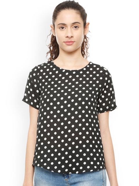 

Van Heusen Woman Black & White Polka Dot Printed Top