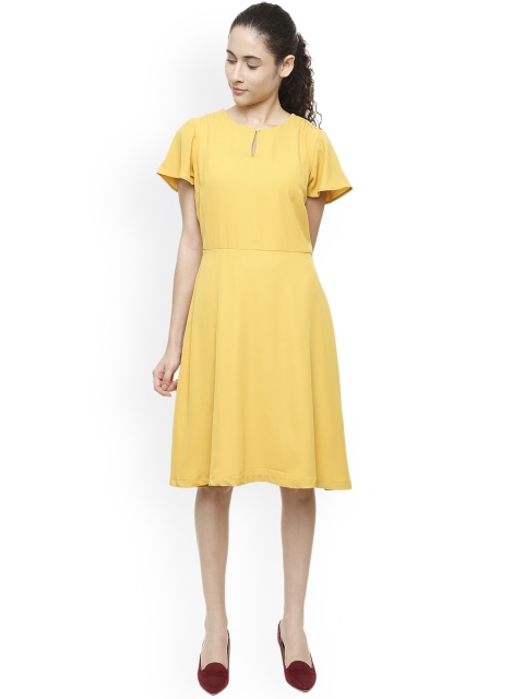 

Van Heusen Woman Yellow Solid Fit and Flare Dress