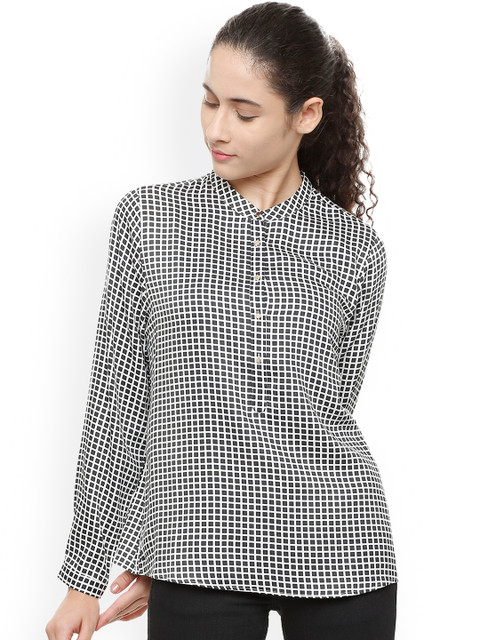 

Van Heusen Woman Grey & White Printed Top