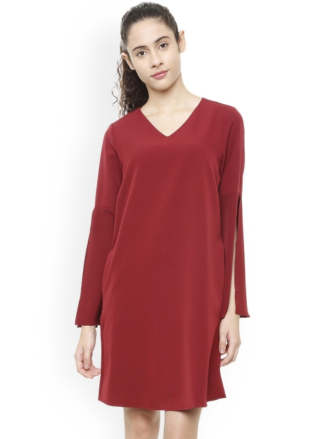 

Van Heusen Woman Women Maroon Solid A-Line Dress