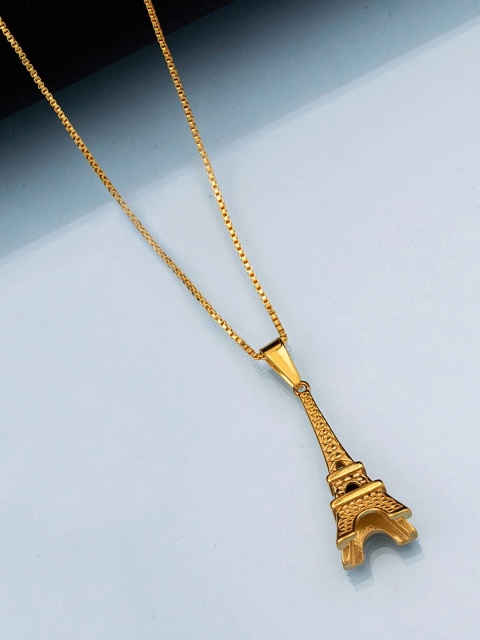 

Dare by Voylla Men Gold-Plated Eiffel Tower-Shaped Pendant With Chain