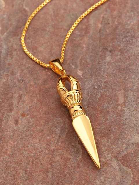 

Dare by Voylla Men Yellow Gold-Plated Dagger-Shaped Pendant With Chain