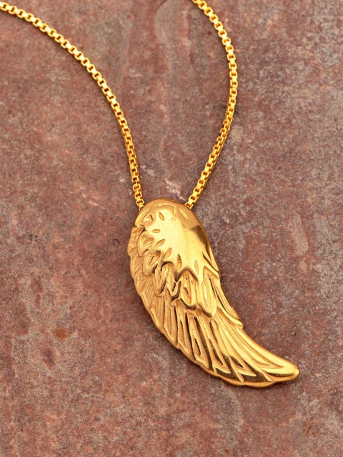 

Dare by Voylla Men Gold-Plated Angel Wing-Shaped Pendant With Chain