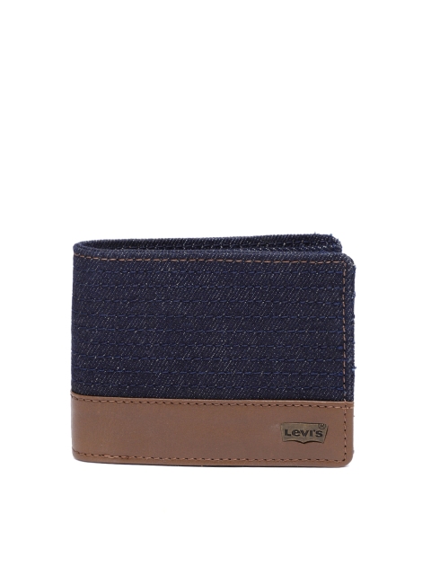 

Levis Men Blue & Brown Colourblocked Two Fold Leather & Denim Wallet