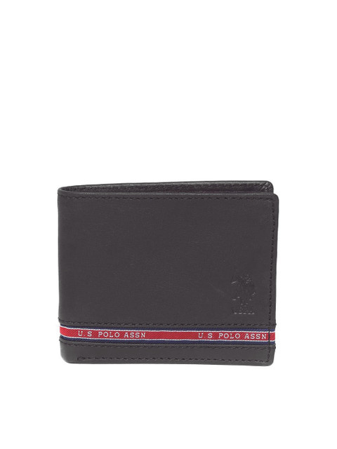 

U.S. Polo Assn. Men Black Solid Leather Two Fold Wallet
