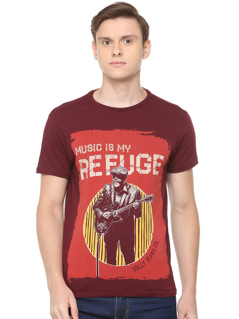

Solly Jeans Co. Men Maroon Printed Round Neck T-shirt