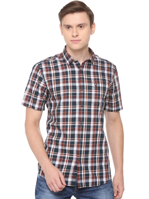 

Solly Jeans Co. Men Navy Blue & Maroon Regular Fit Checked Casual Shirt