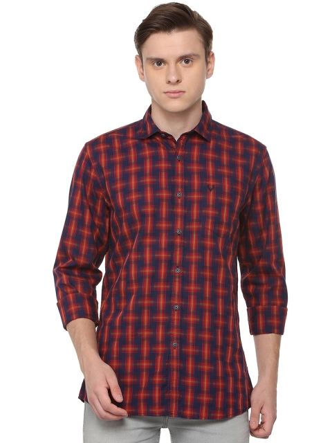 

Solly Jeans Co. Men Navy & Red Regular Fit Checked Casual Shirt, Navy blue