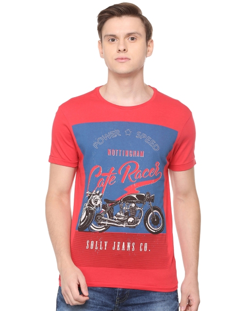 

Solly Jeans Co. Men Red & Blue Printed Round Neck T-shirt