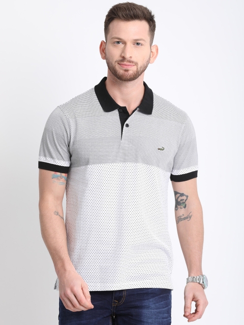 

Crocodile Men White & Grey Printed Polo Collar T-shirt