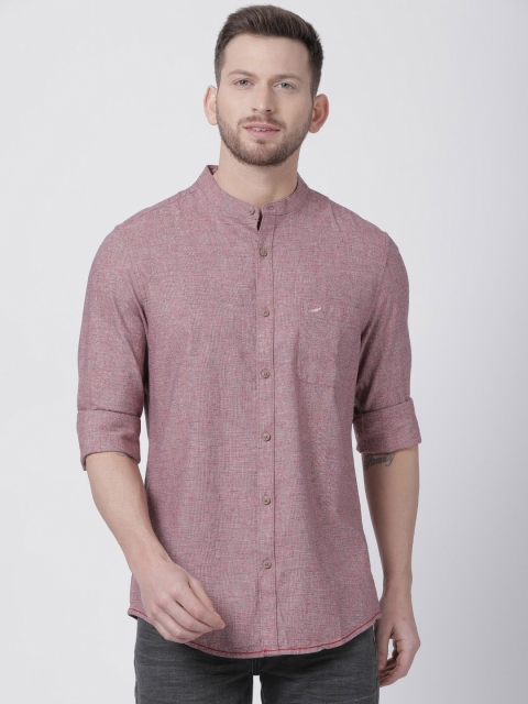 

Crocodile Men Dusty Pink Slim Fit Solid Casual Shirt