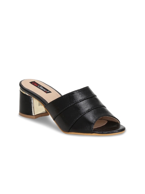 

Get Glamr Women Black Snakeskin Textured Block Heels