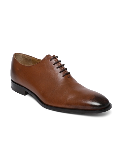 

Tresmode Men Tan Brown Leather Formal Oxfords