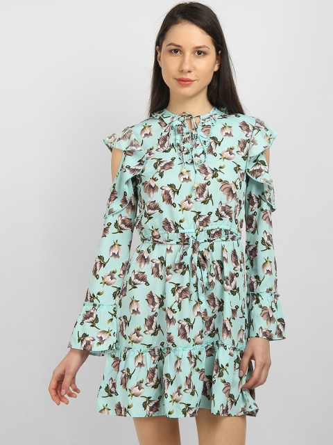 

LA LOFT Women Blue Printed Fit and Flare Dress