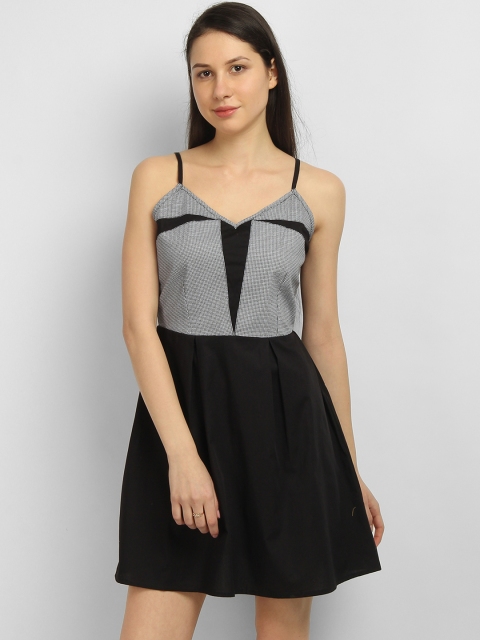 

LA LOFT Women Grey Printed Fit and Flare Dress