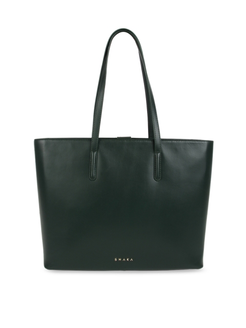 

SHAKA Green Solid Leather Shoulder Bag