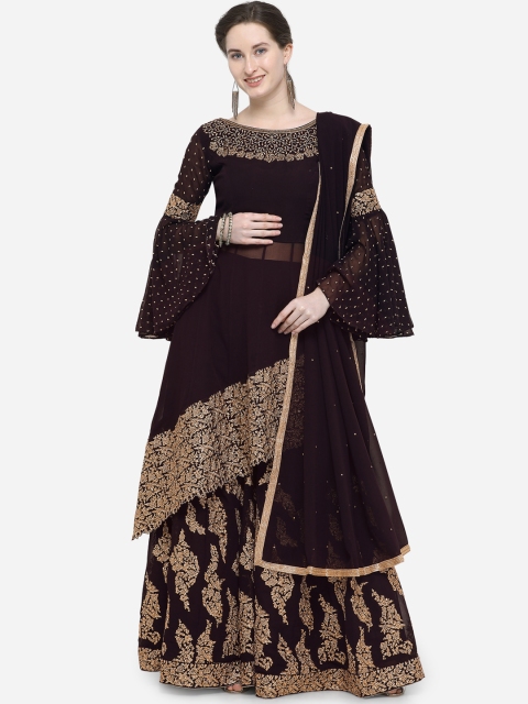 

Stylee LIFESTYLE Maroon Poly Georgette Semi-Stitched Dress Material