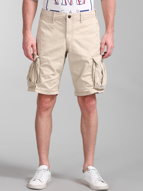 

GAP Men Beige Solid Regular Fit Cargo Shorts