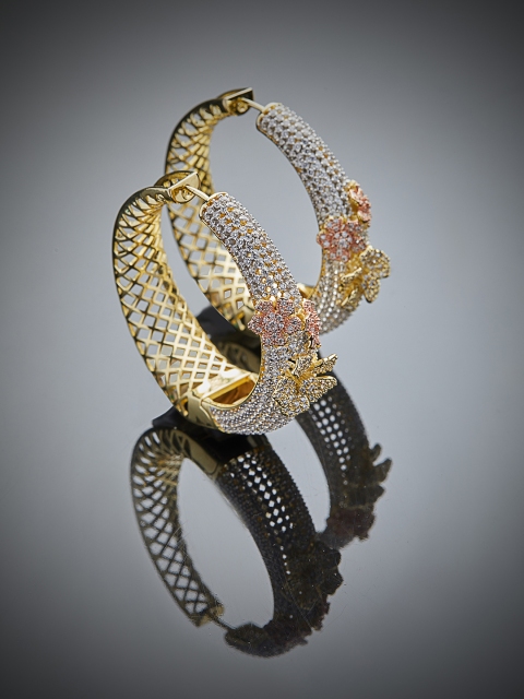 

shaze Silver-Toned & Gold-Toned Rhodium-Plated Antique Circular Hoop Earrings