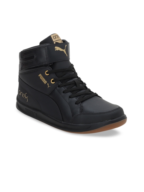 

Puma Unisex Black Solid Leather One8 Prime Mid-Top Sneakers