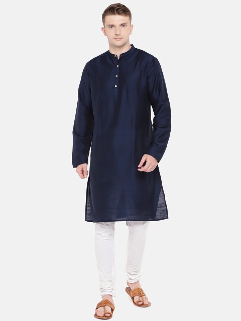 

SALWAR STUDIO Men Navy Blue Solid Straight Kurta