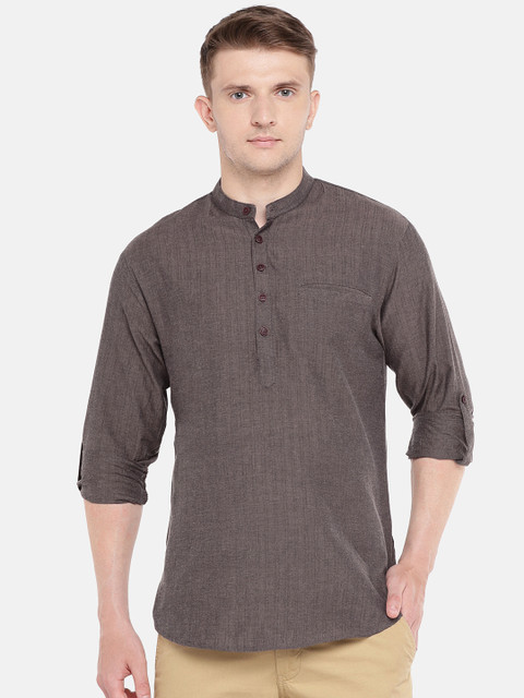 

SALWAR STUDIO Men Bronze-Toned Woven Design Straight Kurta
