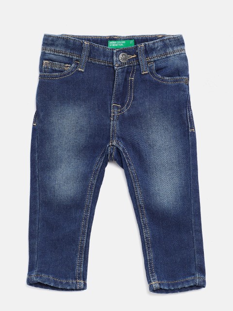 

United Colors of Benetton Boys Navy Slim Fit Mid-Rise Clean Look Stretchable Jeans, Navy blue