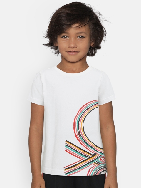 

United Colors of Benetton Boys White Printed Round Neck T-shirt