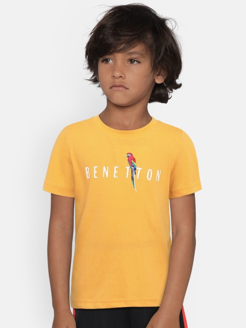 

United Colors of Benetton Boys Yellow Solid Round Neck T-shirt
