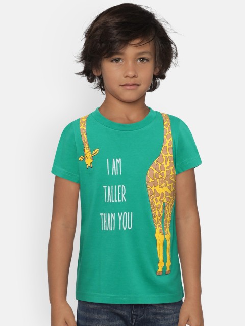 

United Colors of Benetton Boys Green Printed Round Neck T-shirt
