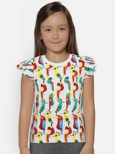 

United Colors of Benetton Girls White & Red Printed Pure Cotton Top