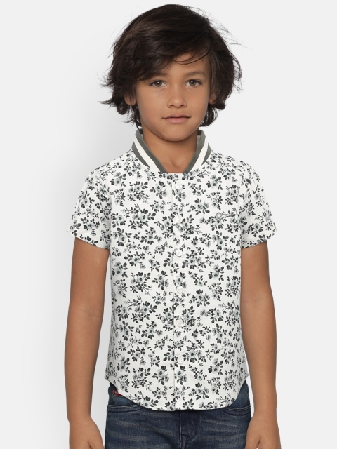 

United Colors of Benetton Boys White & Grey Regular Fit Floral Print Casual Shirt