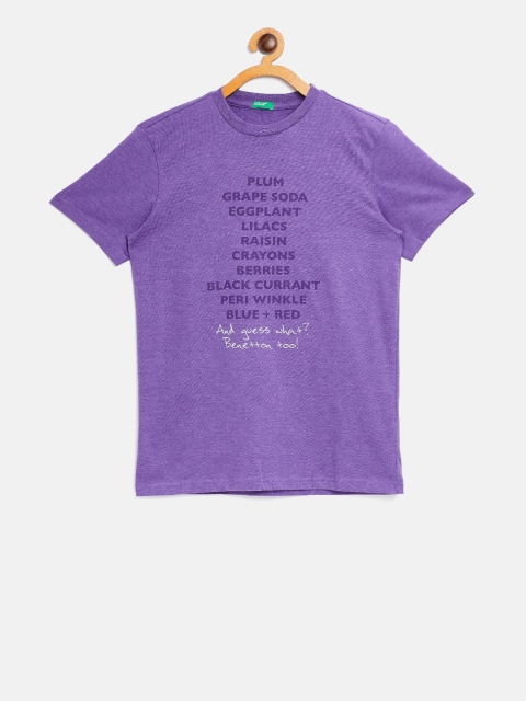 

United Colors of Benetton Boys Purple Printed Round Neck T-shirt