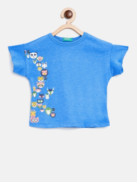 

United Colors of Benetton Girls Blue Printed Top