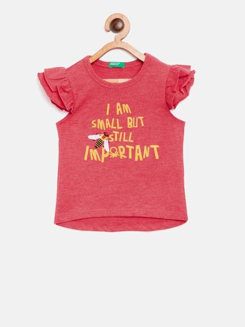 

United Colors of Benetton Girls Coral Red Printed Top