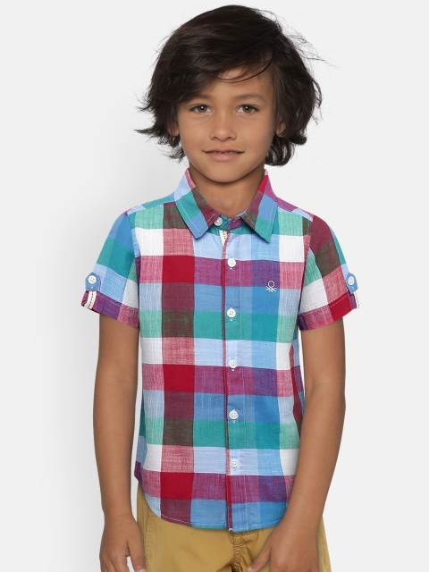 

United Colors of Benetton Boys Multicoloured Regular Fit Checked Casual Shirt, Multi