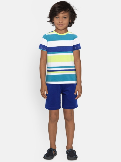 

United Colors of Benetton Boys White & Blue Striped T-shirt with Shorts