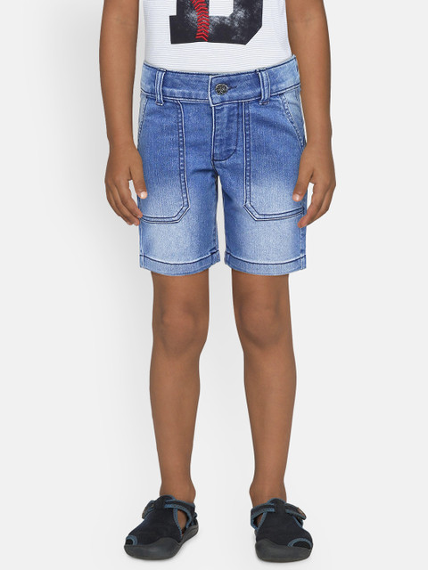 

United Colors of Benetton Boys Blue Washed Regular Fit Denim Shorts