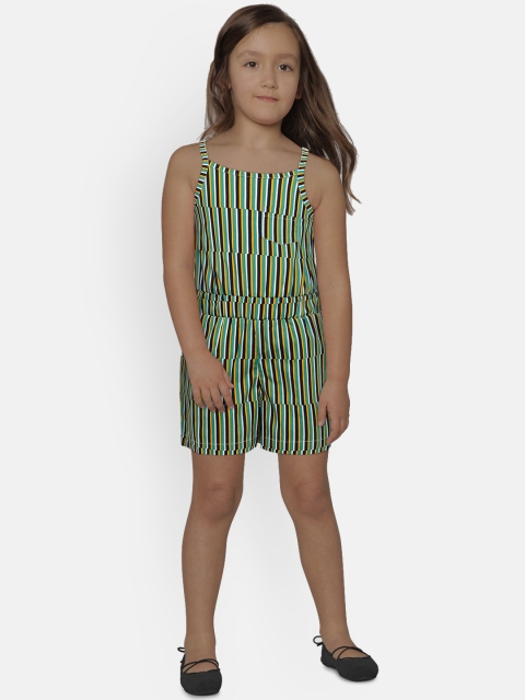 

United Colors of Benetton Girls Multicoloured Striped Dungarees, Multi