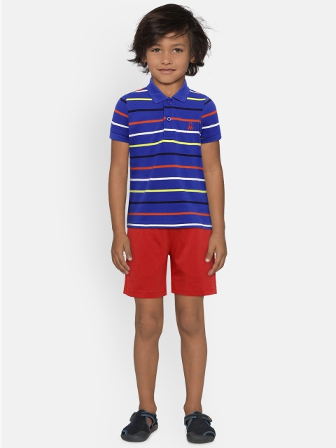 

United Colors of Benetton Boys Blue & Red Striped T-shirt with Shorts