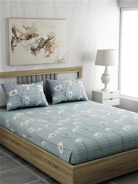 

EverHOME Blue & White Floral 160 TC Cotton 1 King Bedsheet with 2 Pillow Covers