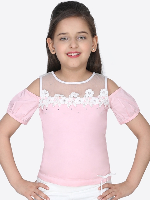 

CUTECUMBER Girls Pink Embellished Top