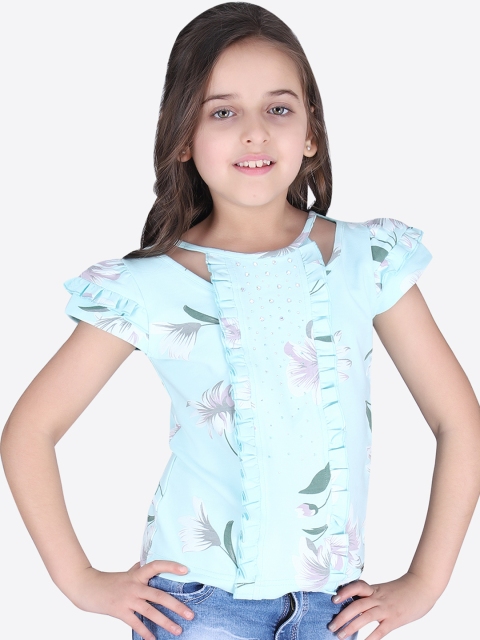 

CUTECUMBER Girls Blue Printed Top