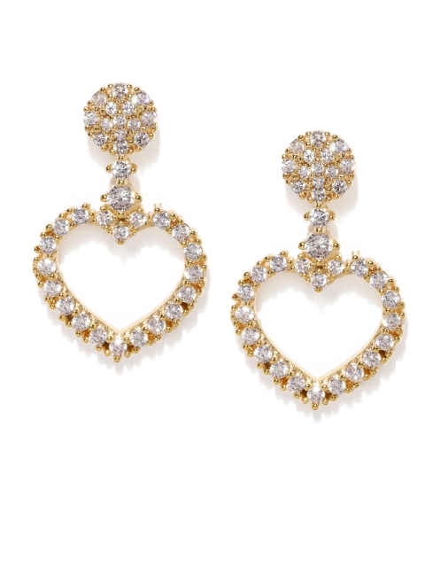 

Amavi Gold-Toned Heart Shaped Stone Studded Studs