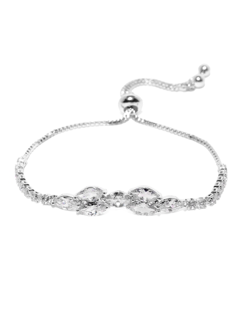 

Amavi Women Silver-Toned Stone-Studded Charm Bracelet