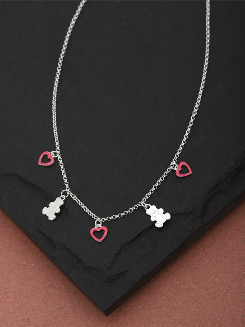 

Carlton London Girls 925 Sterling Silver-Plated Enamelled Necklace