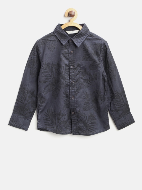 

Mango Kids Boys Navy Blue & Black Regular Fit Printed Casual Shirt