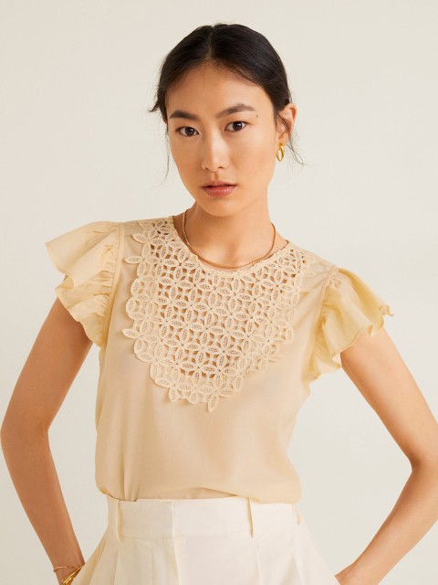 

MANGO Women Beige Solid Top