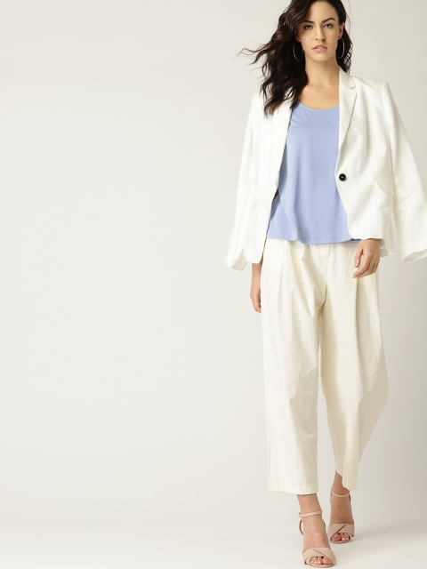 

MANGO Women Blue Solid Top